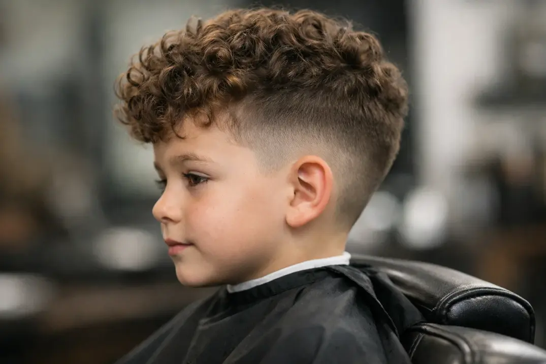 The Curly Top with Low Fade