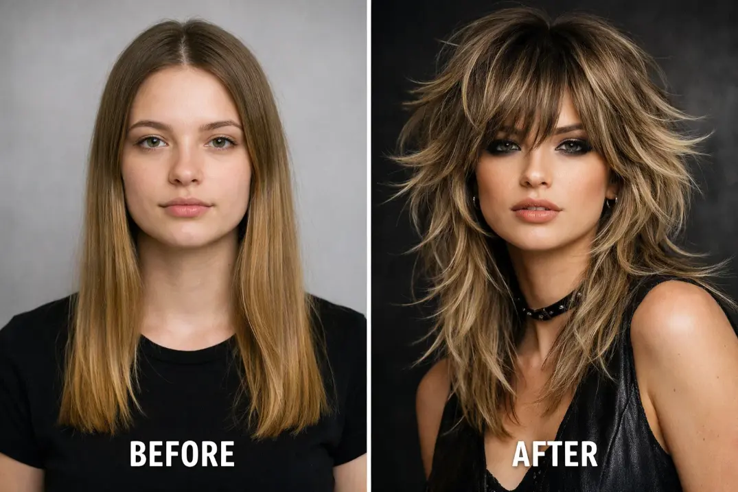 Layered Wolf Cut with Highlights