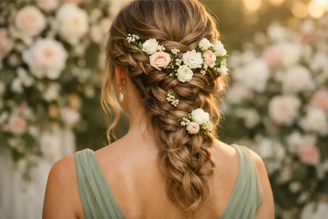 Floral-Accented Braided Updo