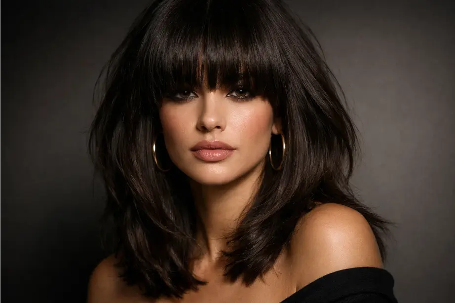 Curtain Bangs with Beachy Waves