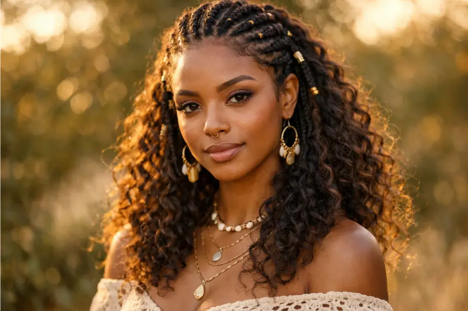 Boho Fulani Braids with Curly Ends