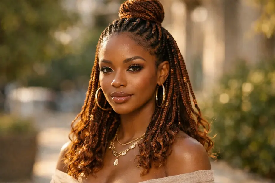 Half-Up Half-Down Fulani Braids