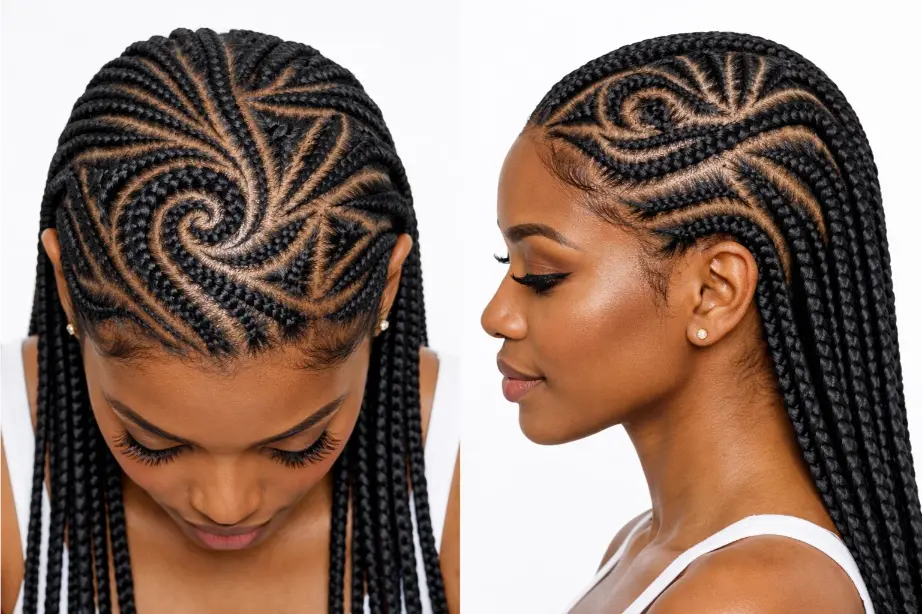 Fulani Braids with Intricate Scalp Patterns