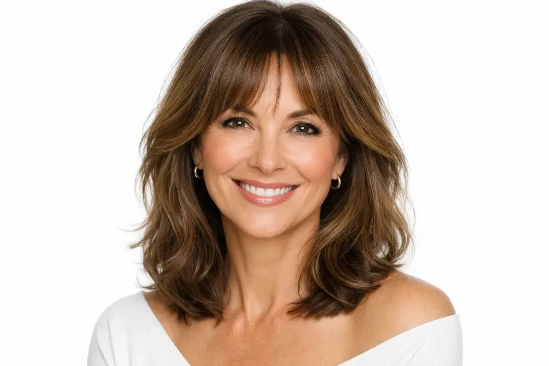 Face-Framing Layers with Curtain Bangs