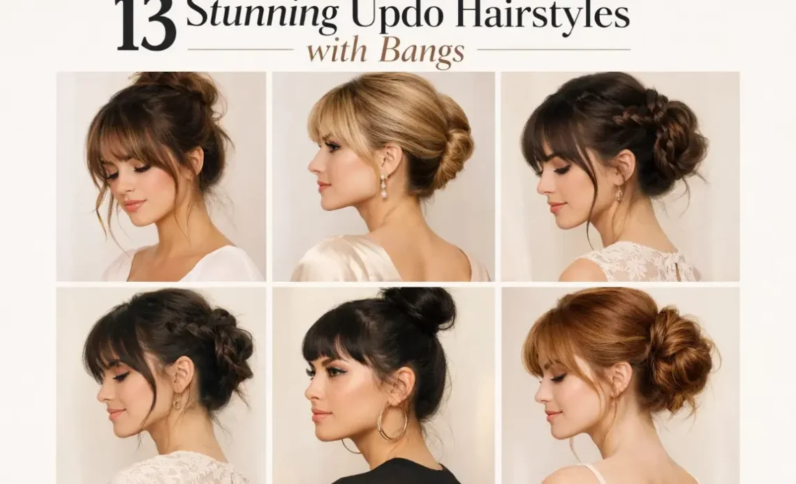 13 Stunning Updo Hairstyles with Bangs – Trendy Ideas