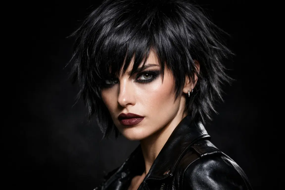 The Edgy Charcoal Choppy Shag