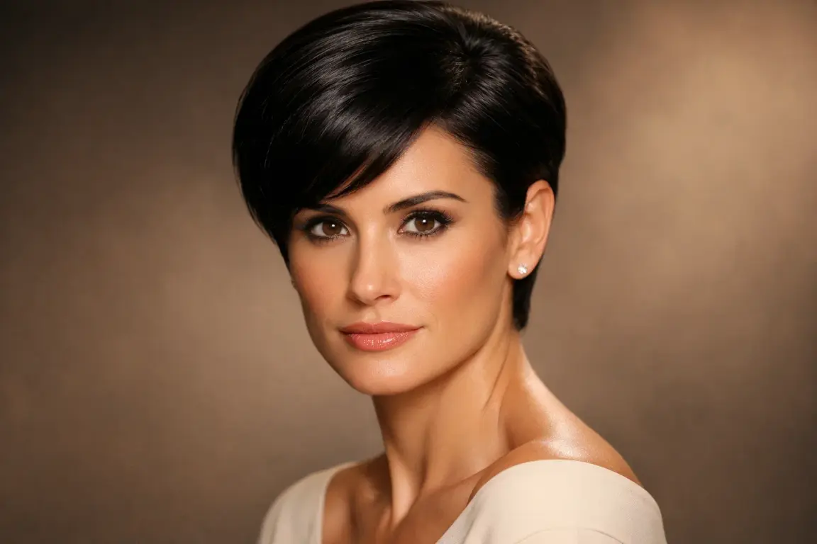 The Sleek Demi Moore Side-Parted Crop