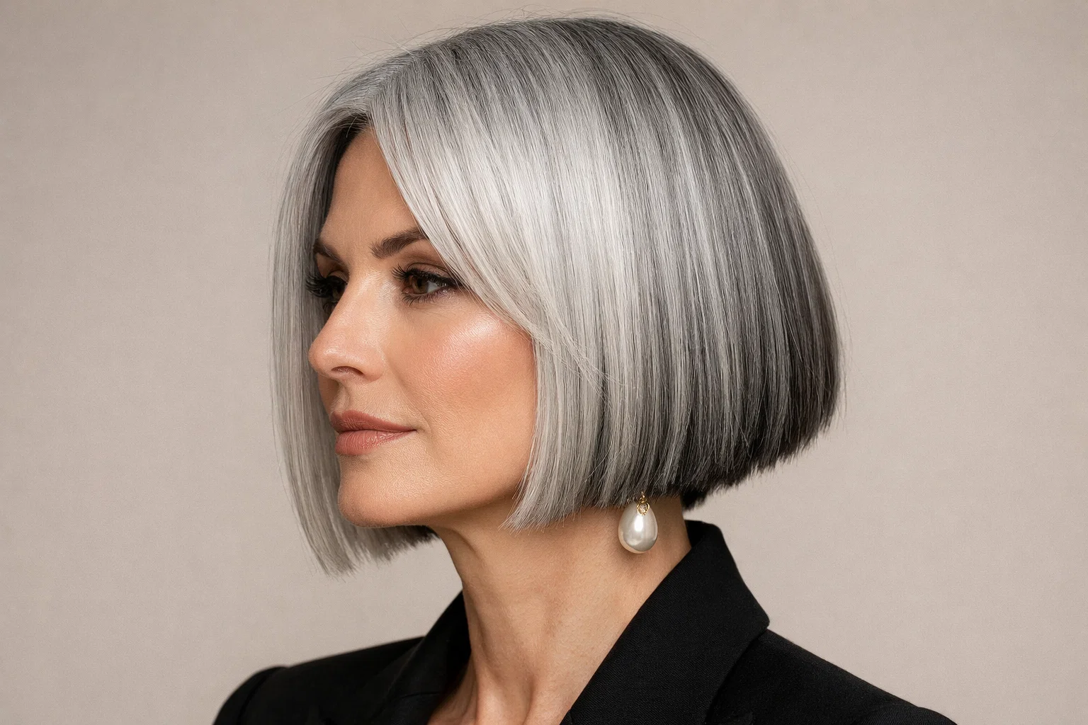 The Classic Blunt Grey Bob