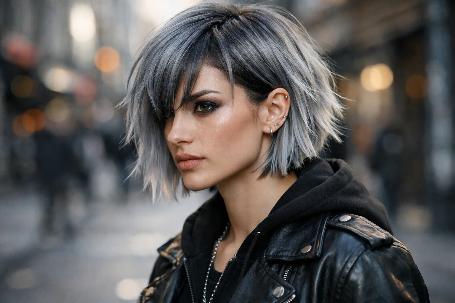 The Choppy Textured Grey Bob