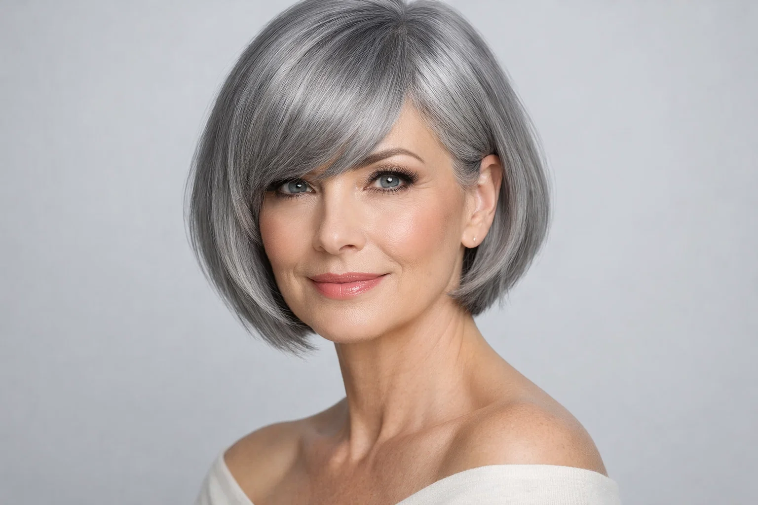 The Grey Bob with Bangs
