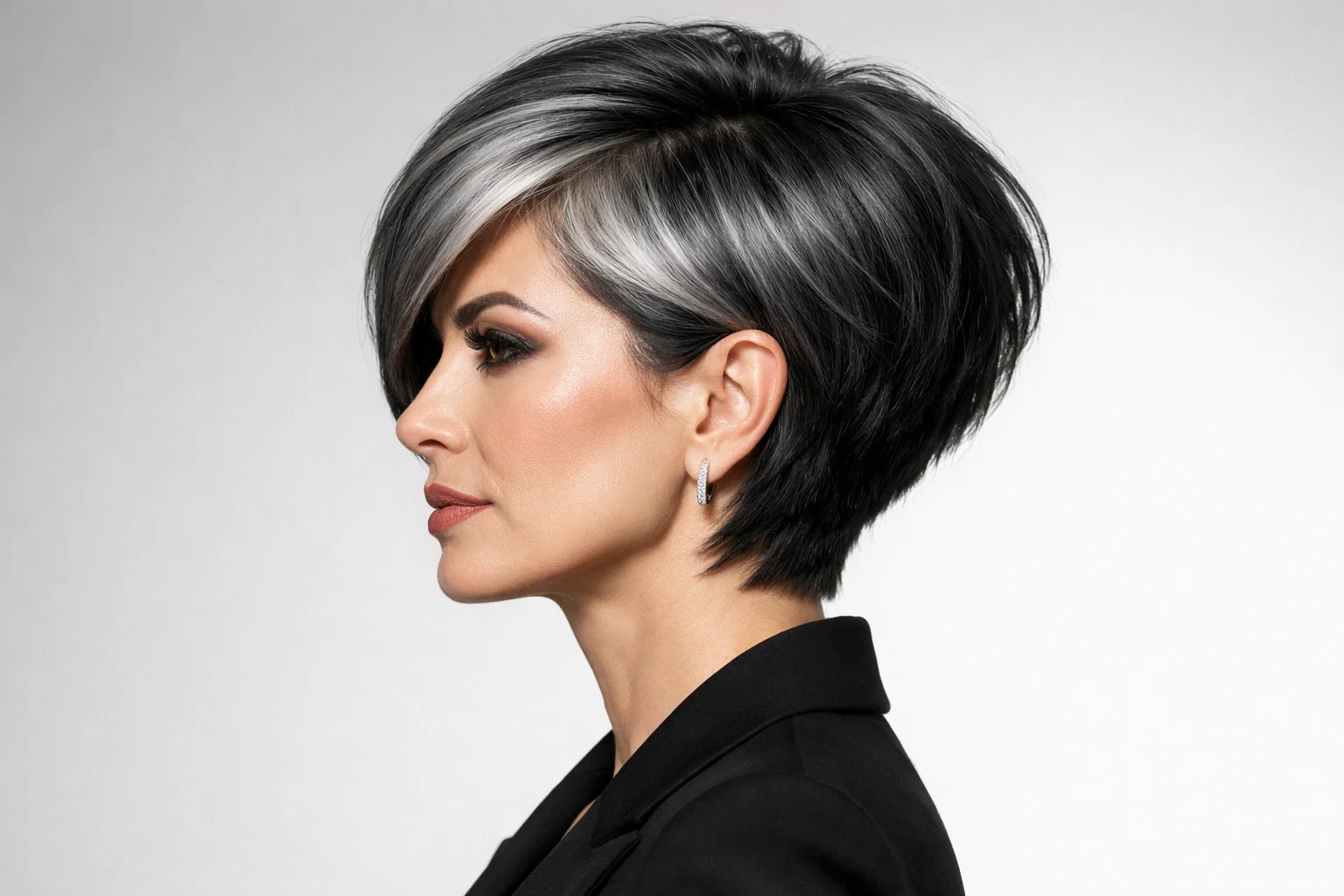 The Stacked or Graduated Grey Bob