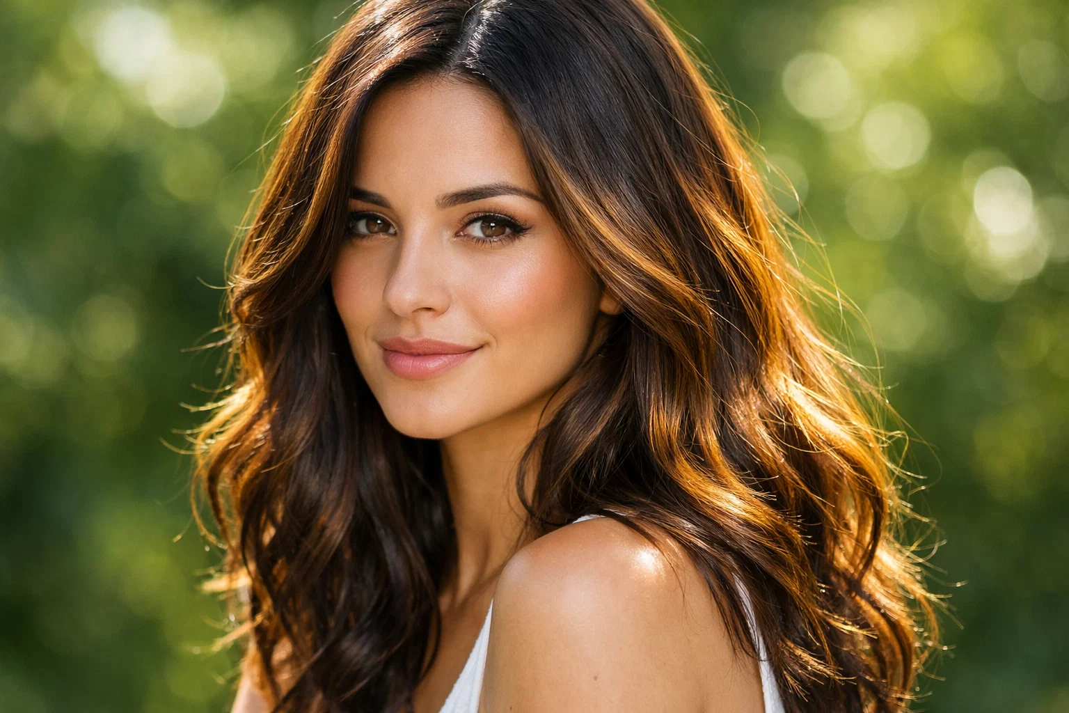 Golden Honey Highlights on Dark Hair