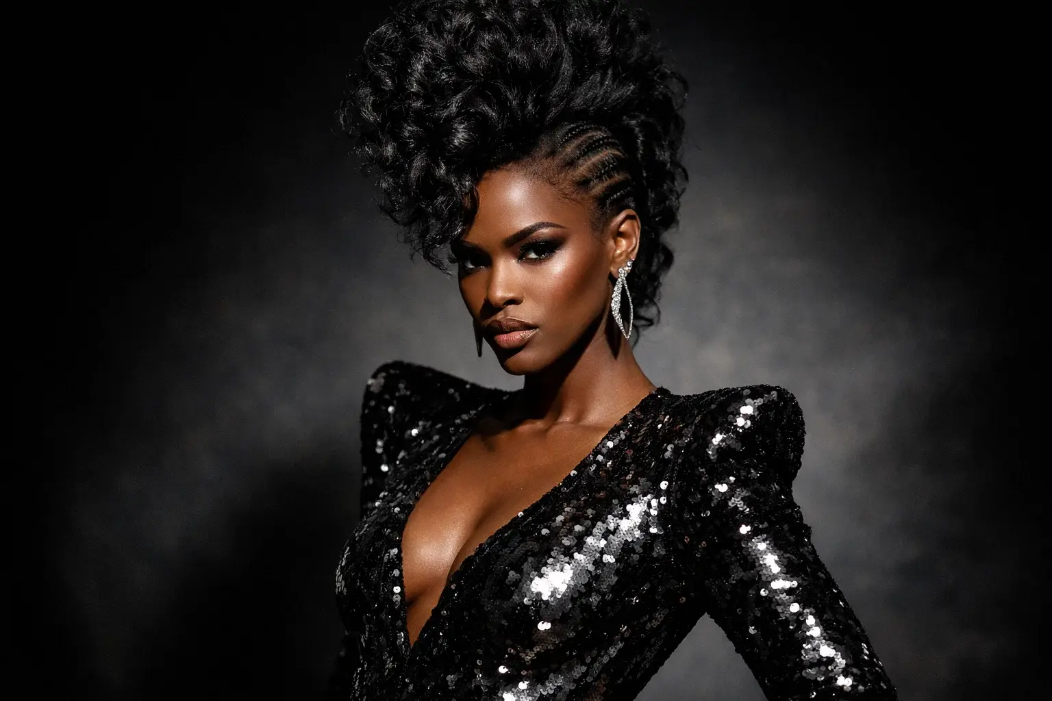 Mohawk Updo with Cornrow Sides