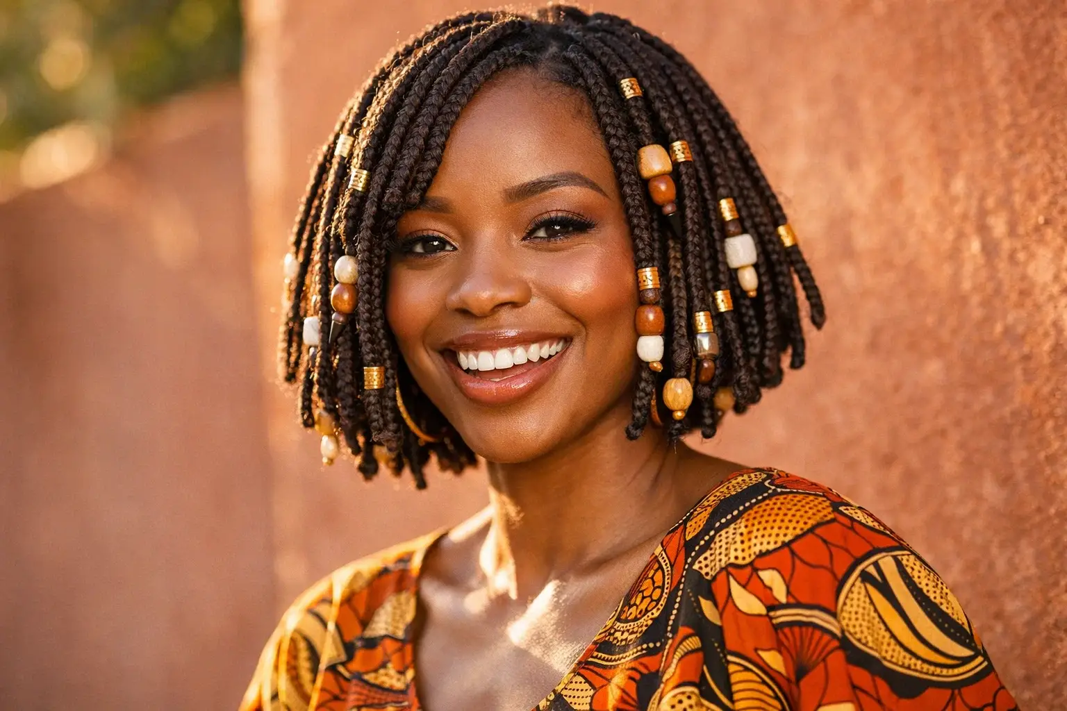 Short Box Braids with Beads