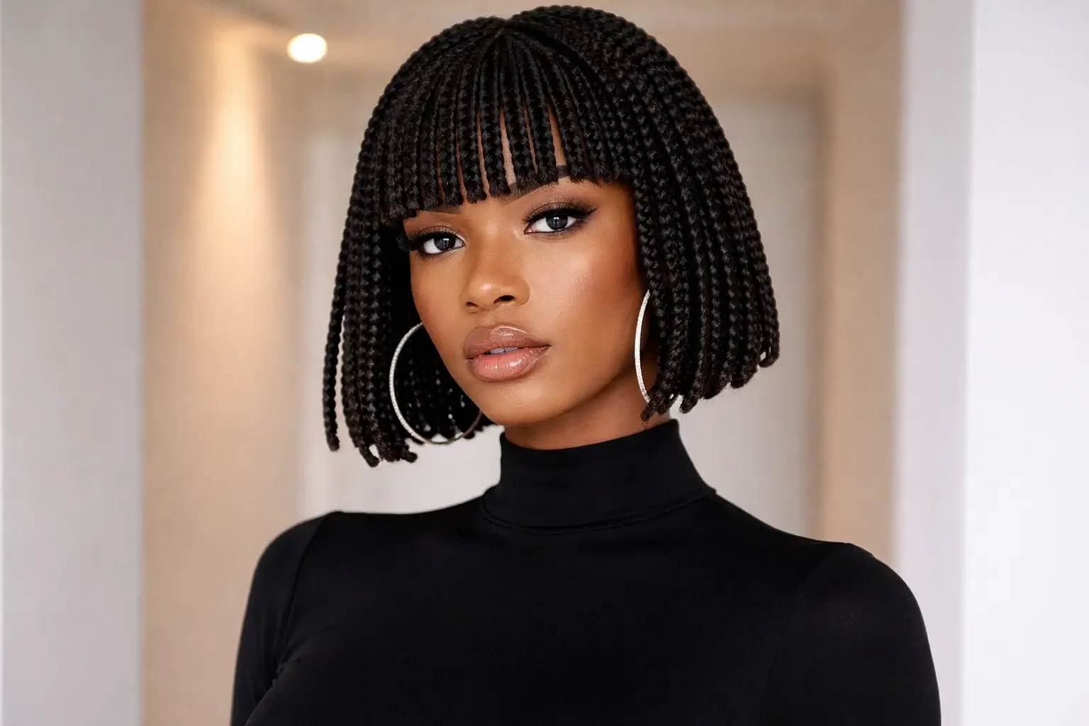Bob Box Braids with Bangs
