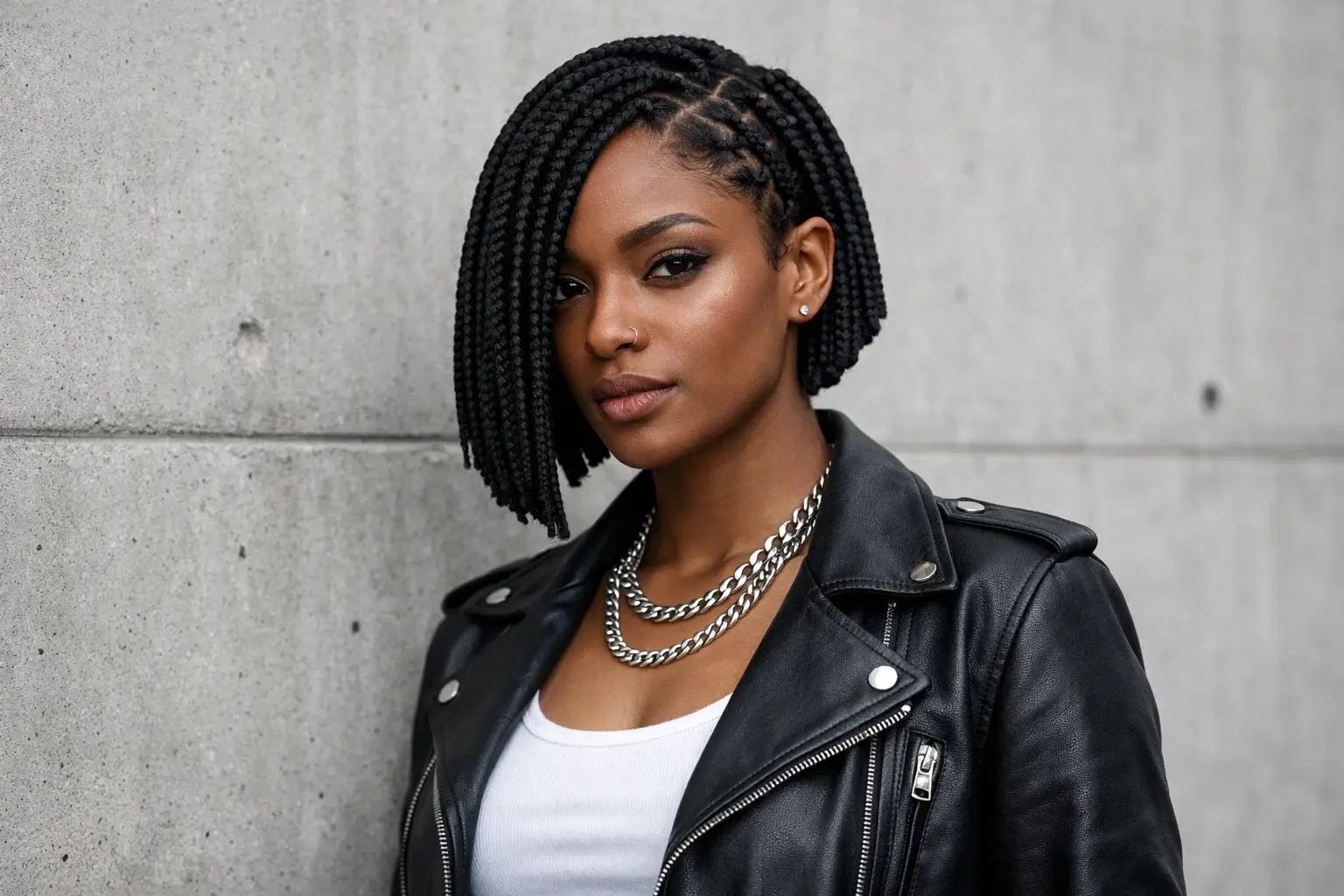 Asymmetrical Short Box Braids