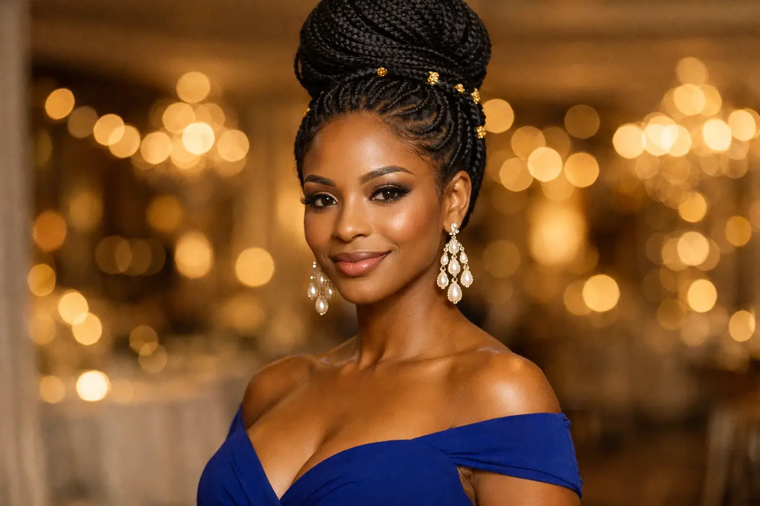 Box Braid Top Knot Updo