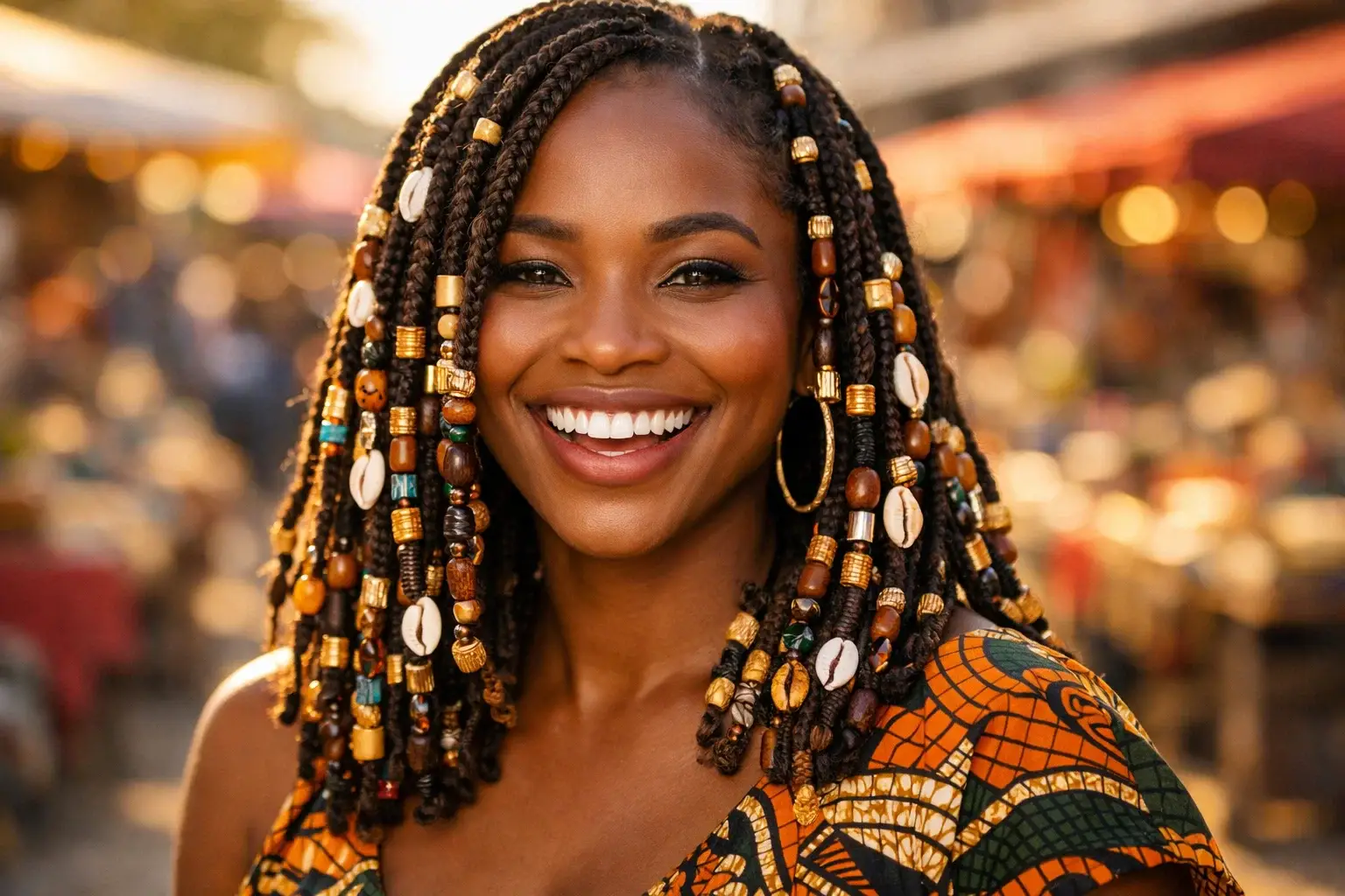 Box Braids with Beads and Accessories