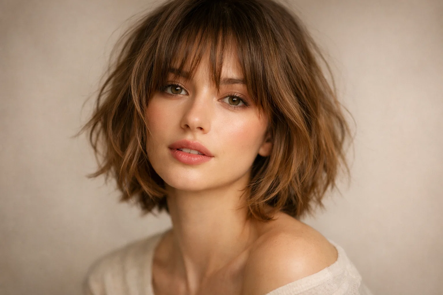 The Messy Bob with Curtain Bangs