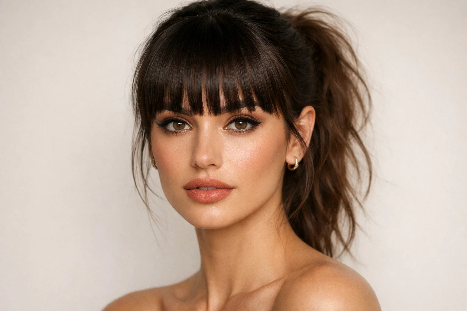 Messy Ponytail with Bangs