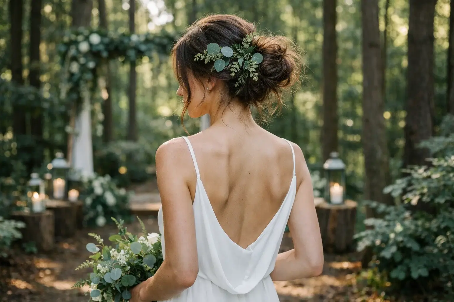 The Greenery-Infused Messy Bun