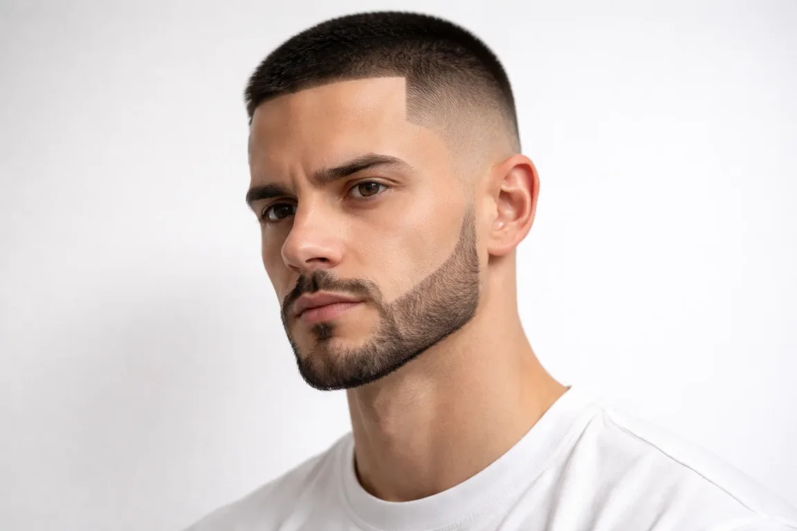 Buzz Cut with a Chinstrap Beard