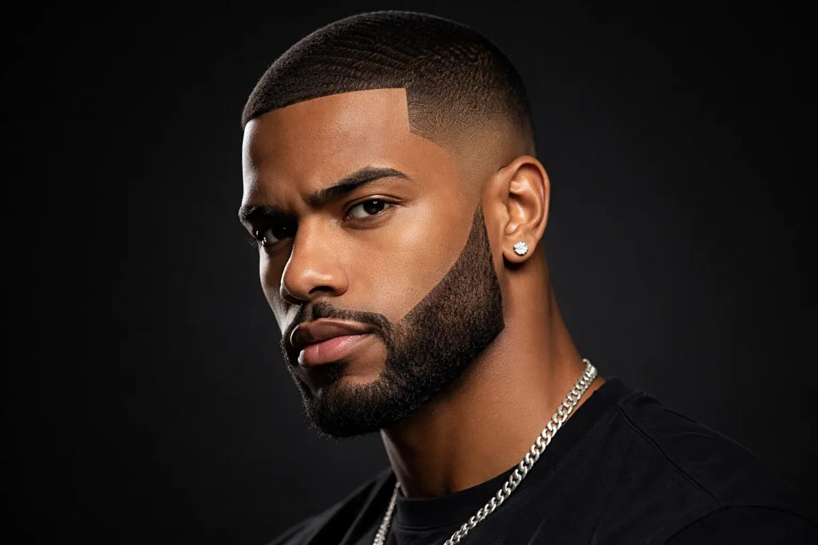 Line Up Buzz Cut with a Sharp Beard