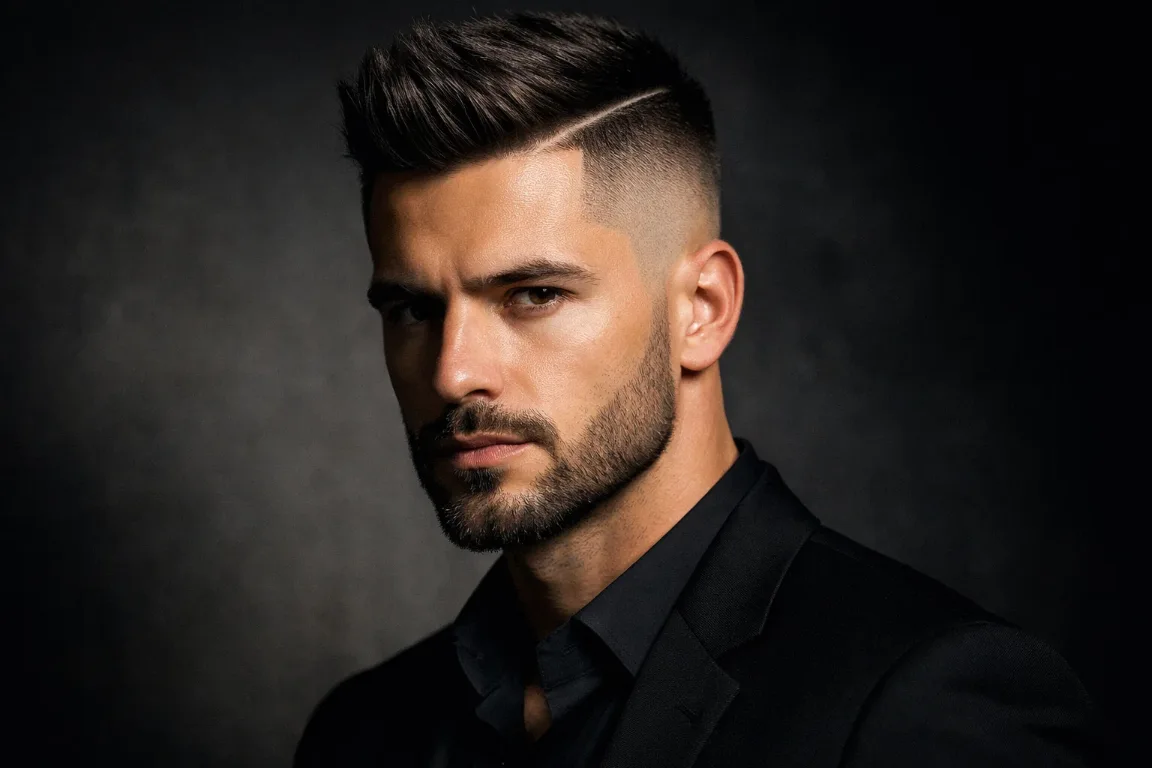 Disconnected Buzz Cut with a Structured Beard