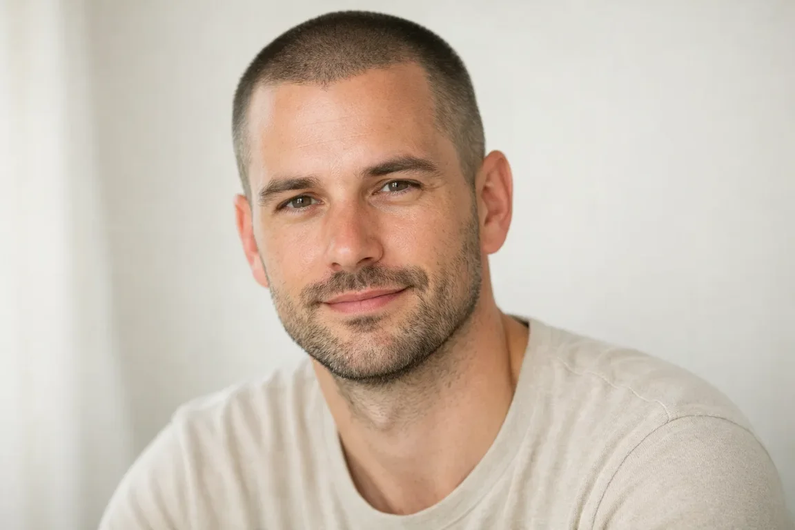 Buzz Cut with a Light Beard