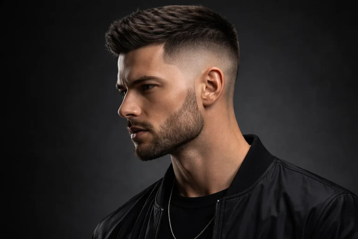 Fade Buzz Cut with a Short Beard