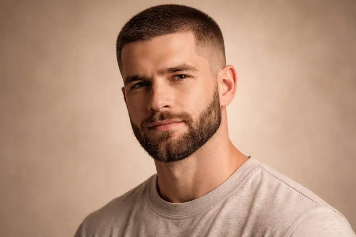 Butch Cut with a Grown Boxed Beard