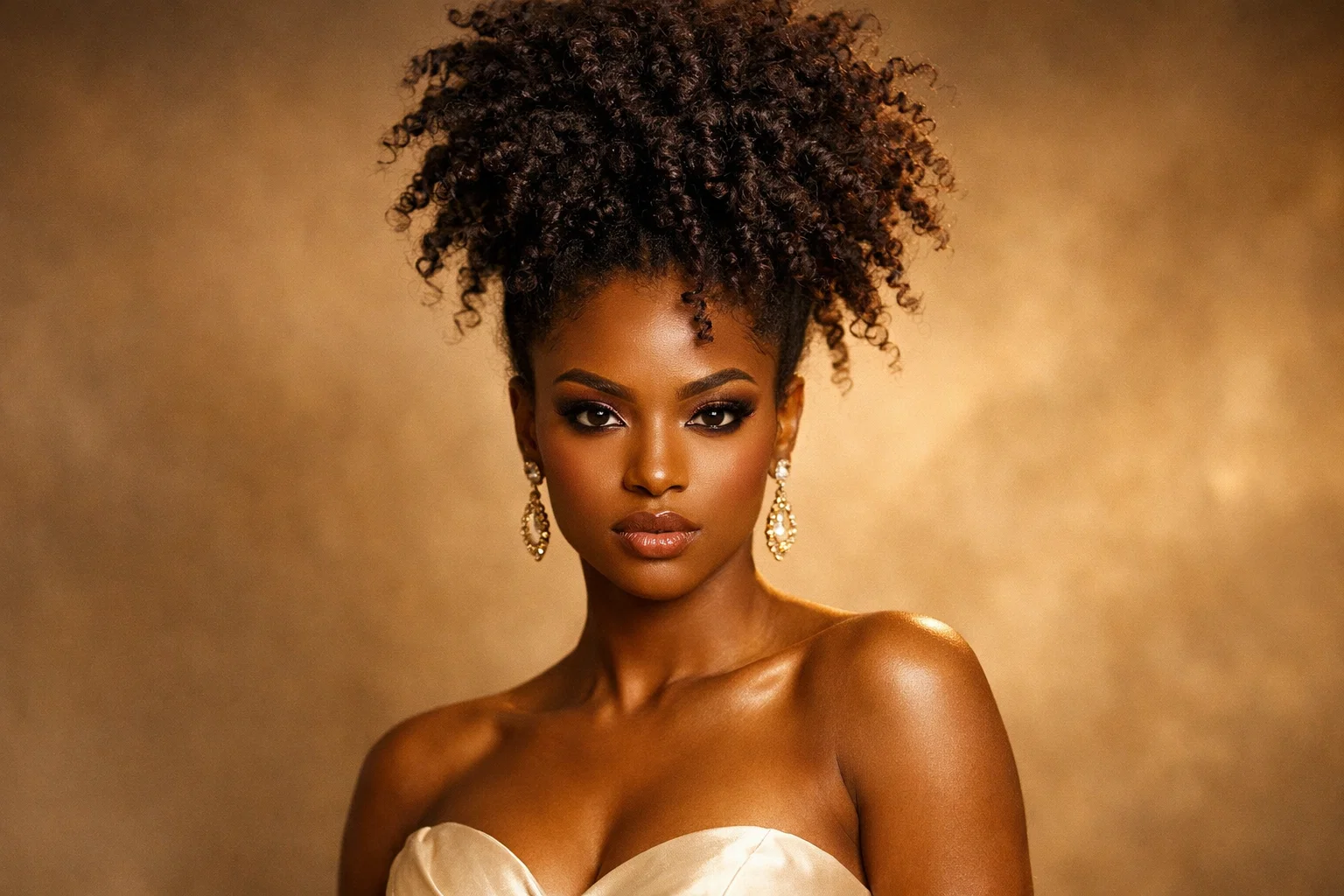 Pineapple Updo for Curly Hair