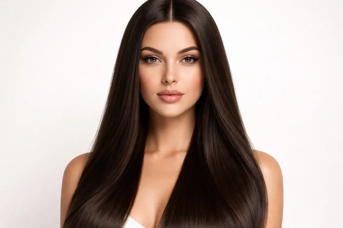 Center Parted Straight Hair Below the Shoulders
