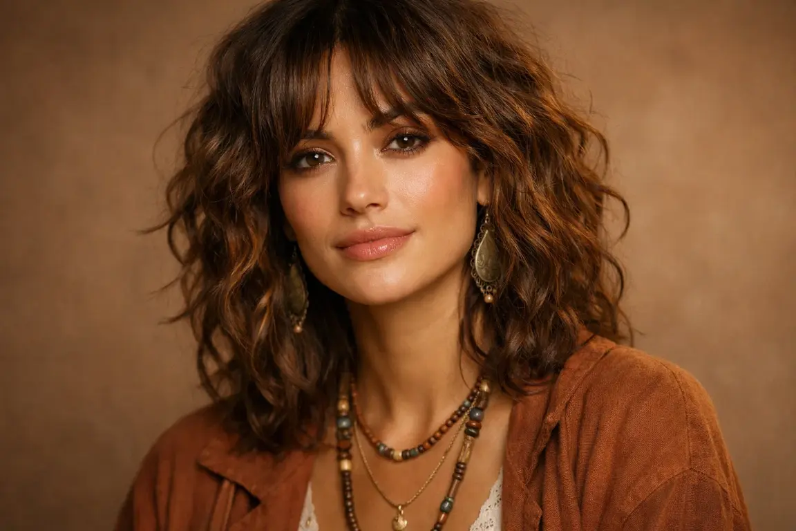 The Curly Shag with Curtain Bangs