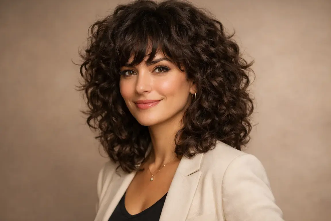 The Layered Curly Shag for Thick Hair