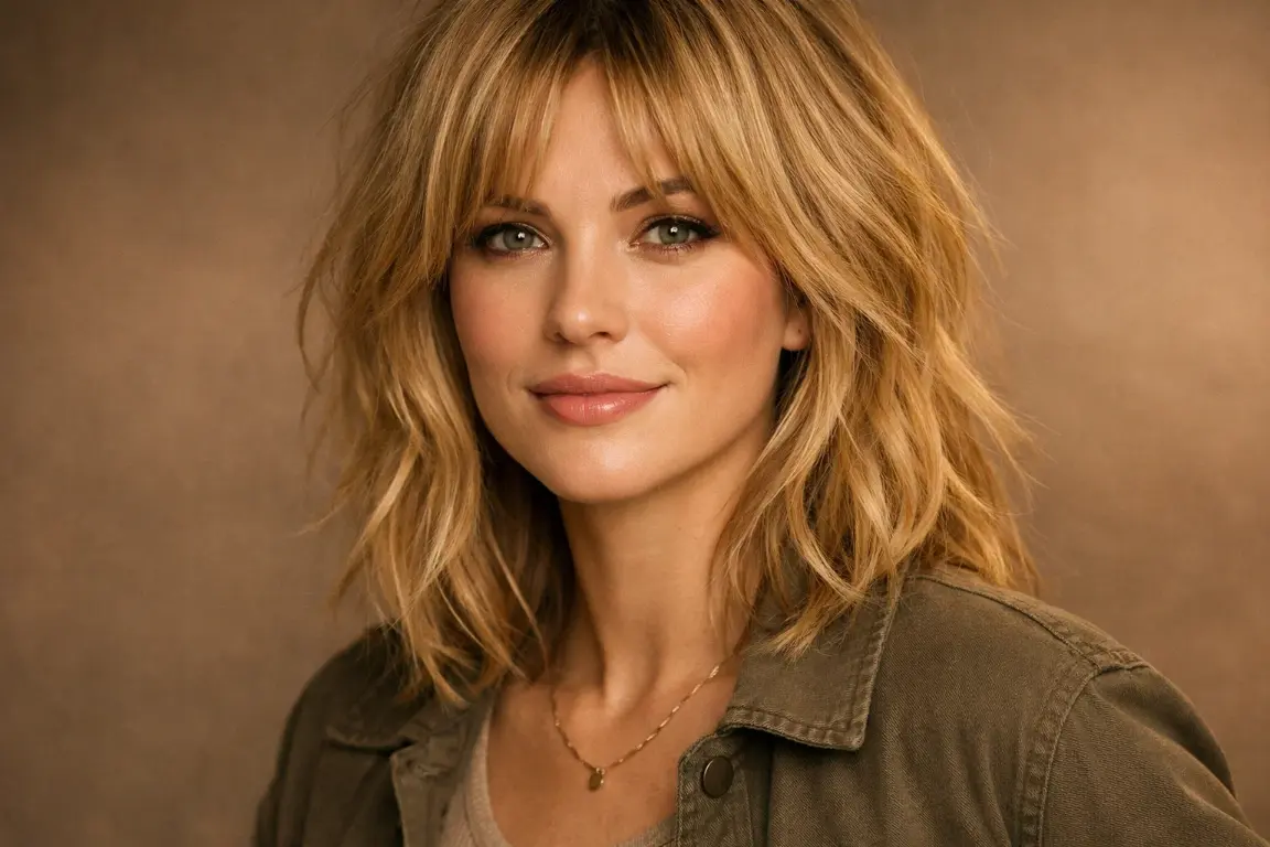 The Shoulder Length Shag with Curtain Bangs
