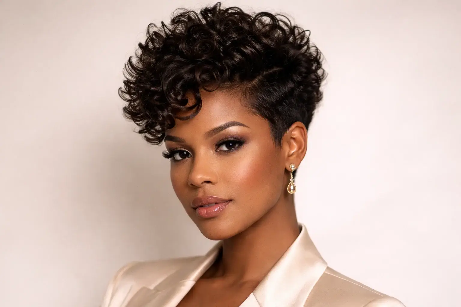 The Curly Pixie with Volume at the Crown