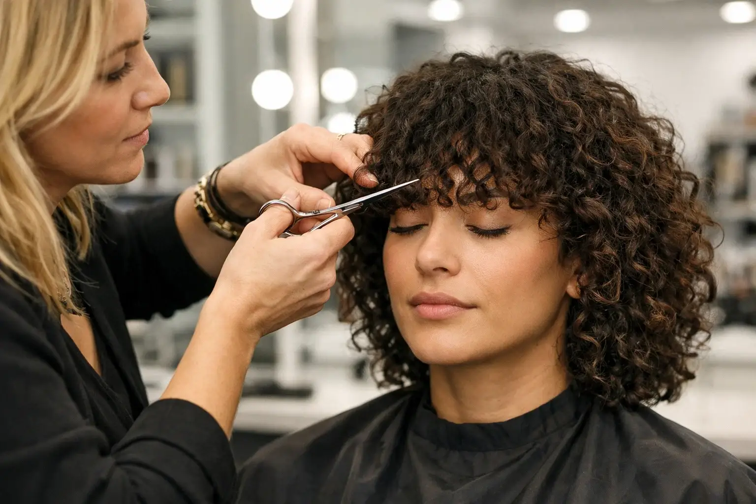 Always Cut Curly Bangs Dry