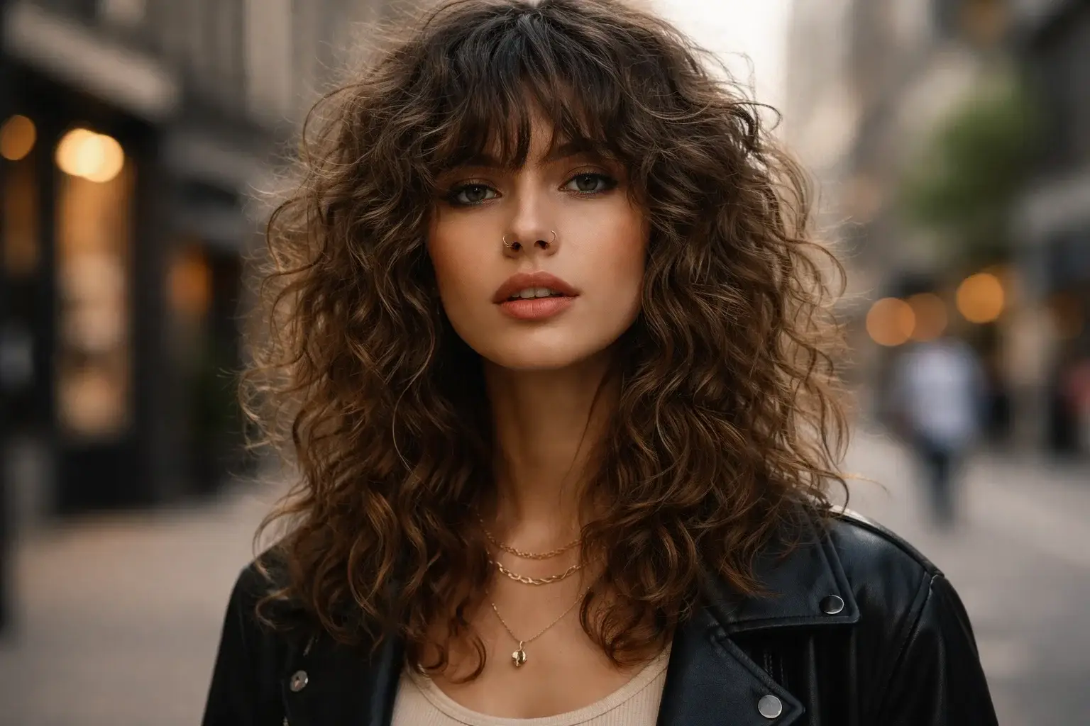 The Curly Wolf Cut with Bangs