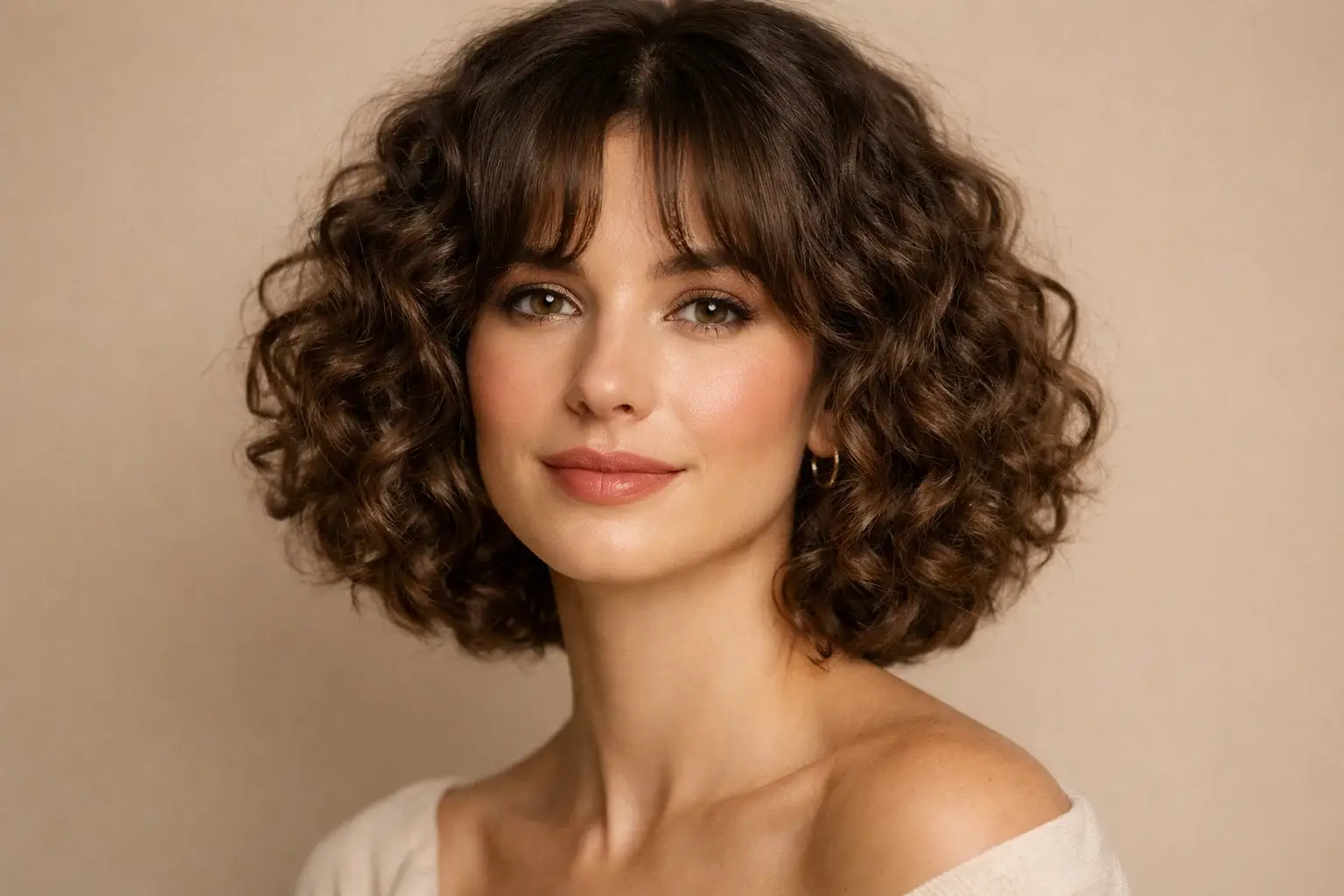 The Curly Bob with Curtain Bangs