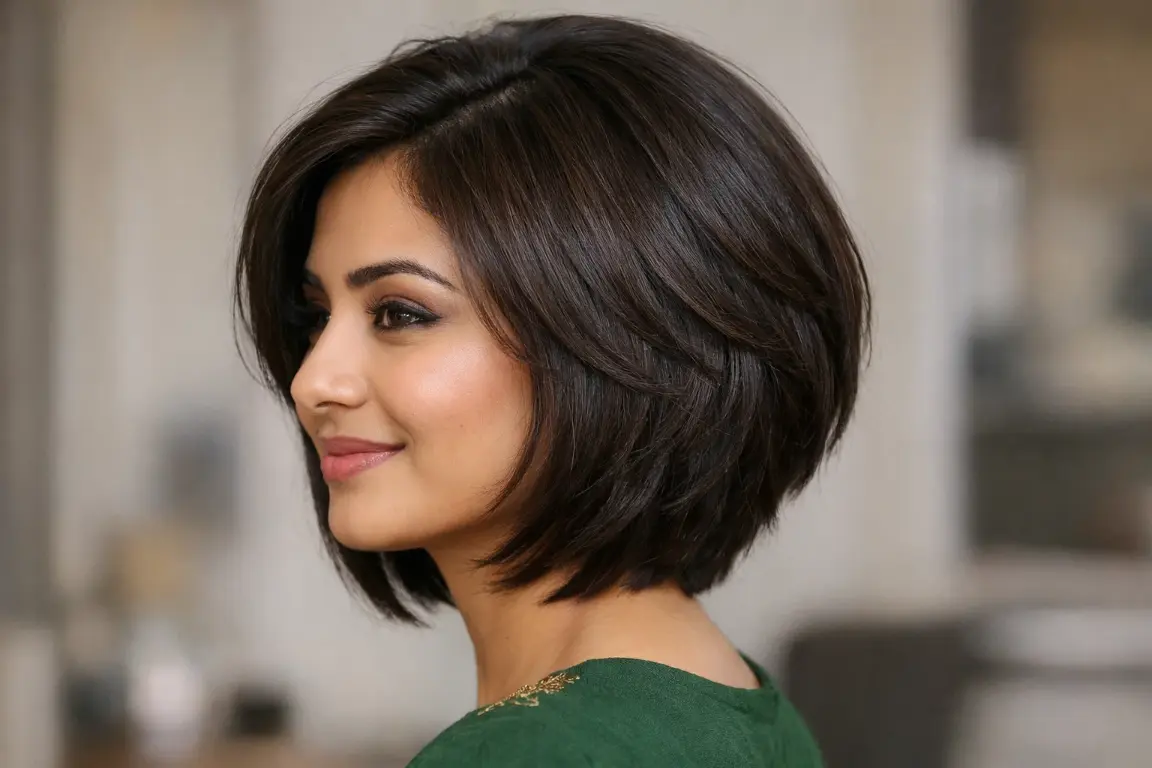 The Voluminous Layered Bob for Thick Hair