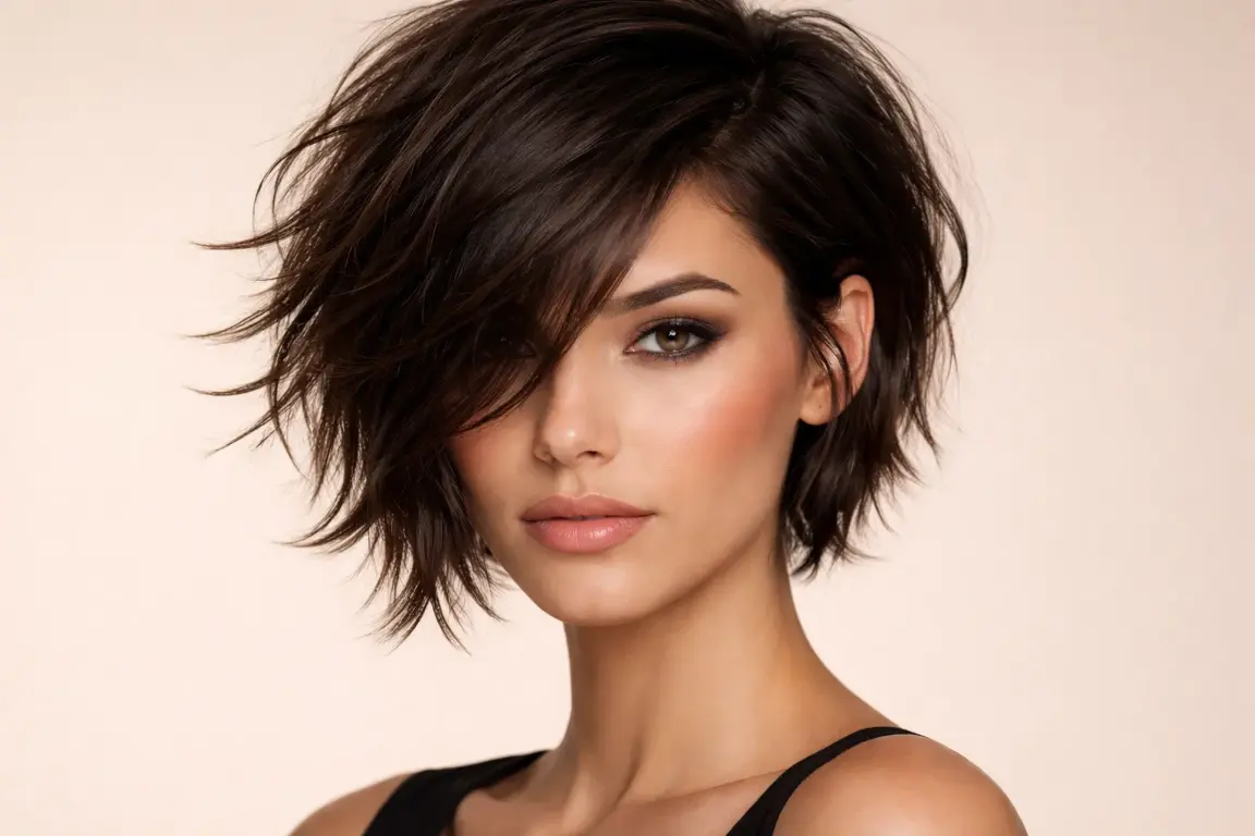 The Choppy Bob Shag with Deep Side Part