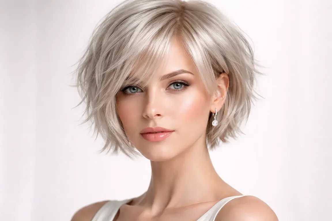The Silver Blonde Wispy Choppy Bob