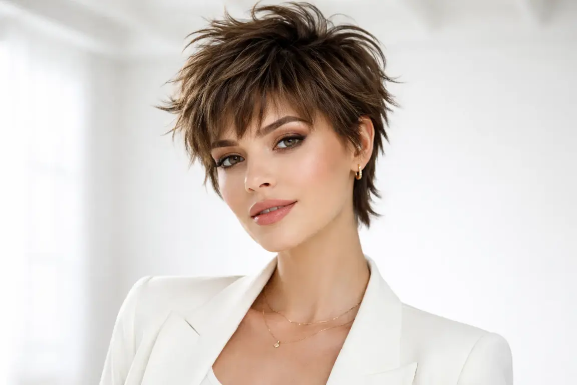 The Shaggy Pixie with Choppy Bangs and Crown Volume