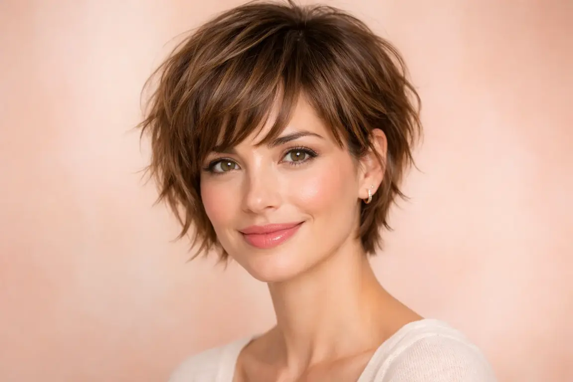 The Tousled Bixie with Arched Bangs