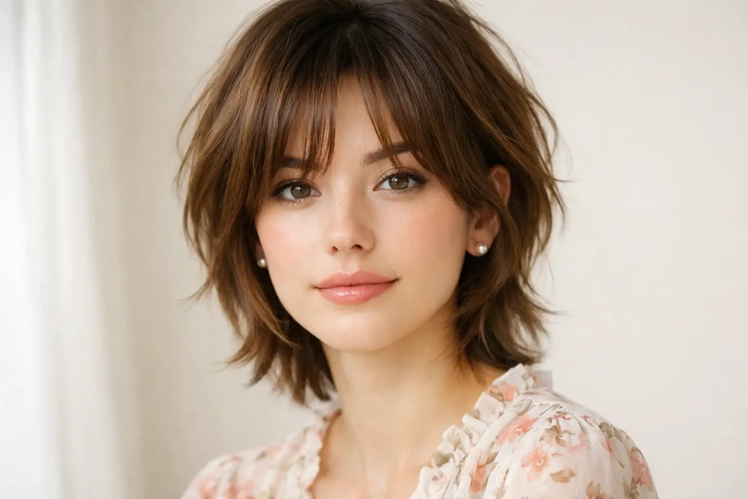 The Short Wolf Cut with Curtain Bangs