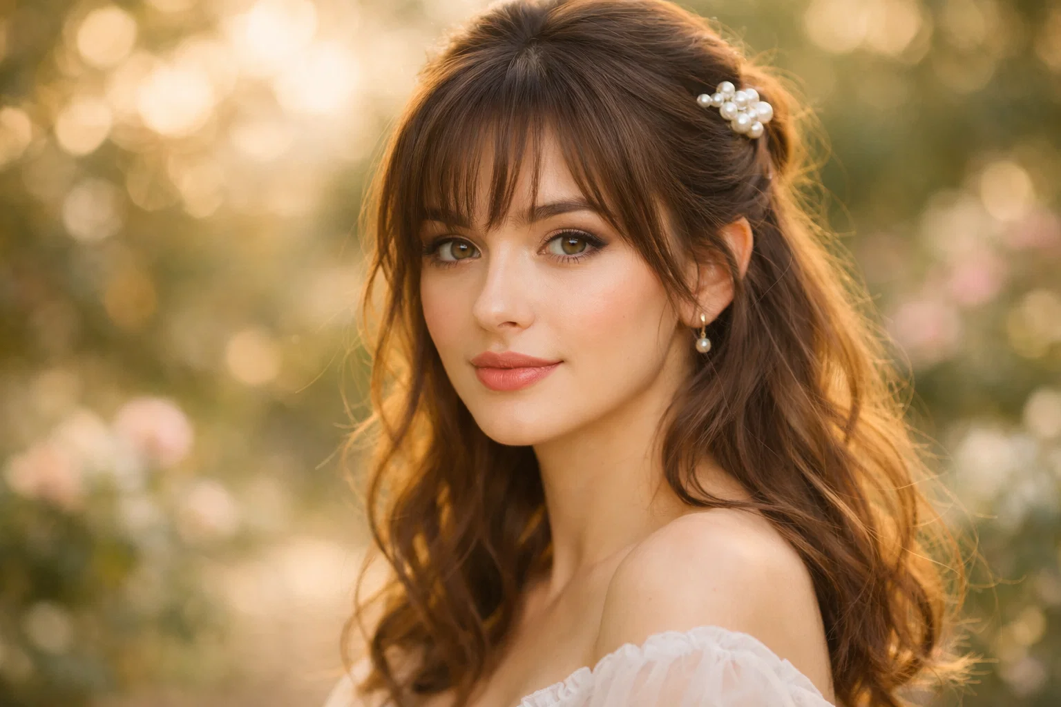 Half-Up Half-Down Style with Bangs