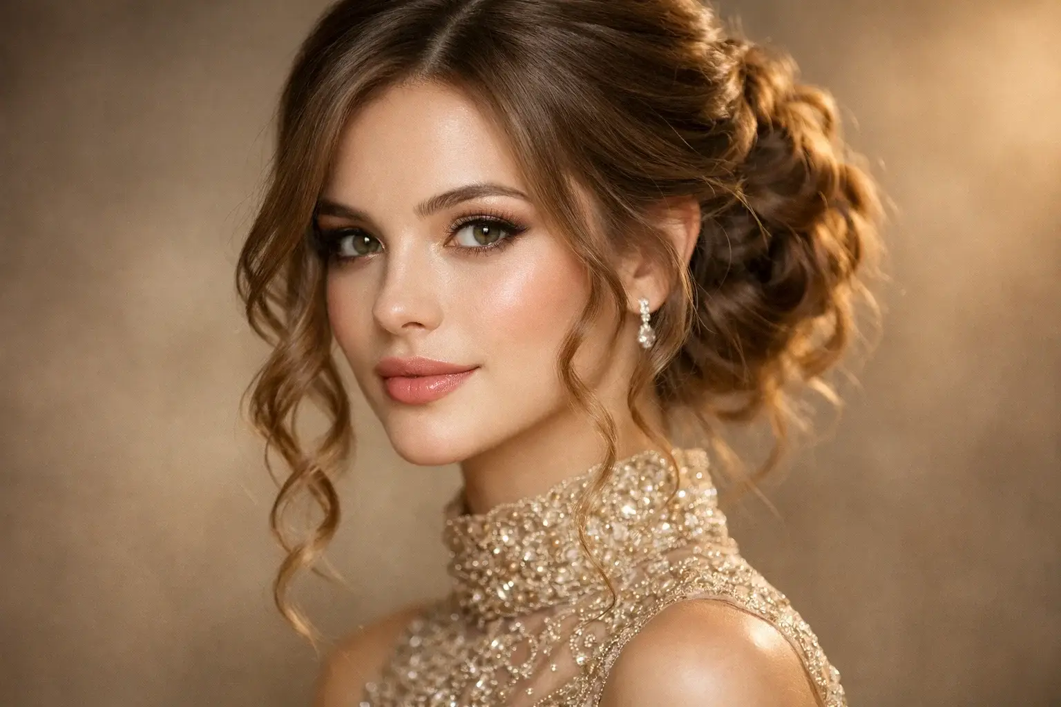 Soft Updo with Face-Framing Curls