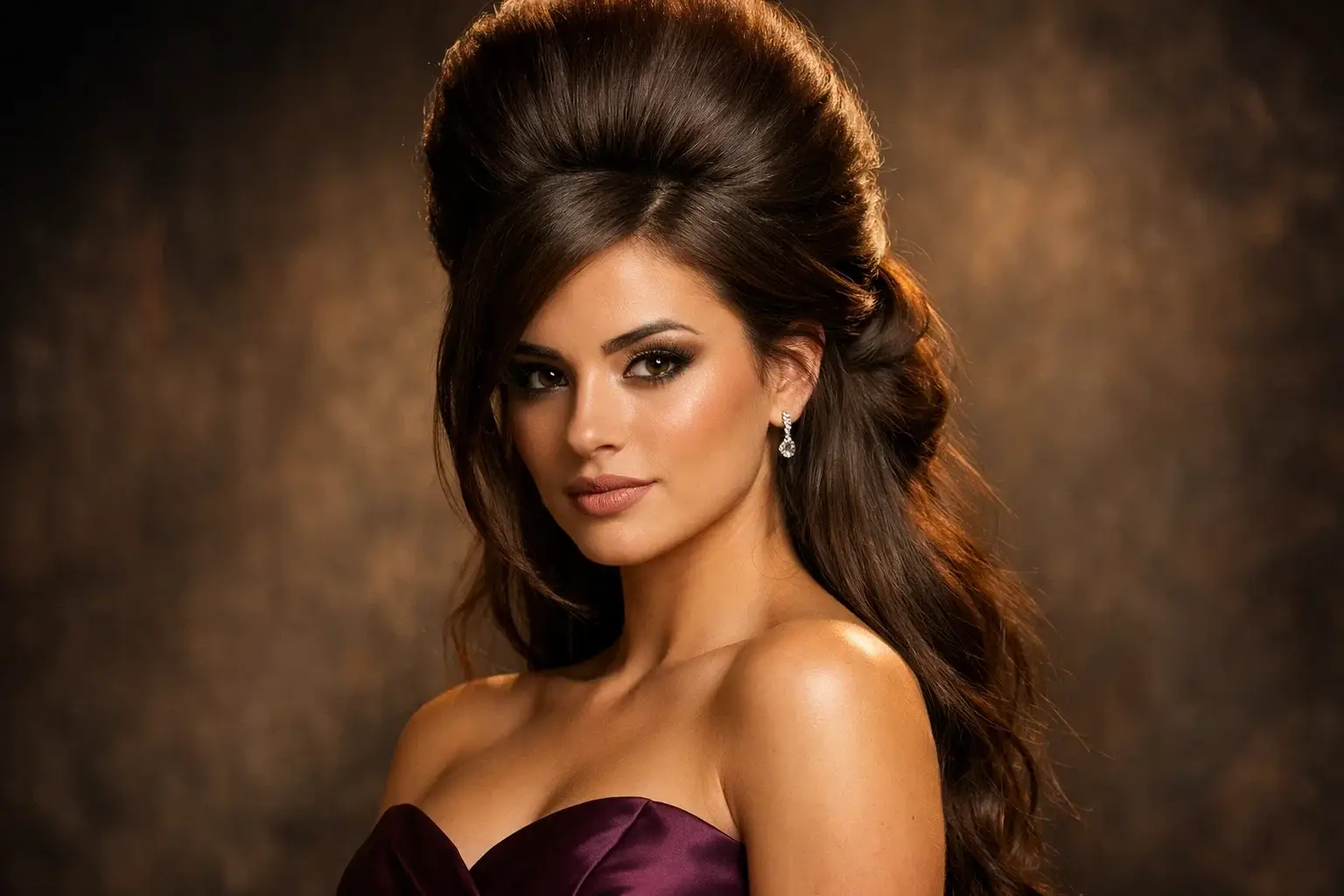 Teased Poof Updo with Side Twists