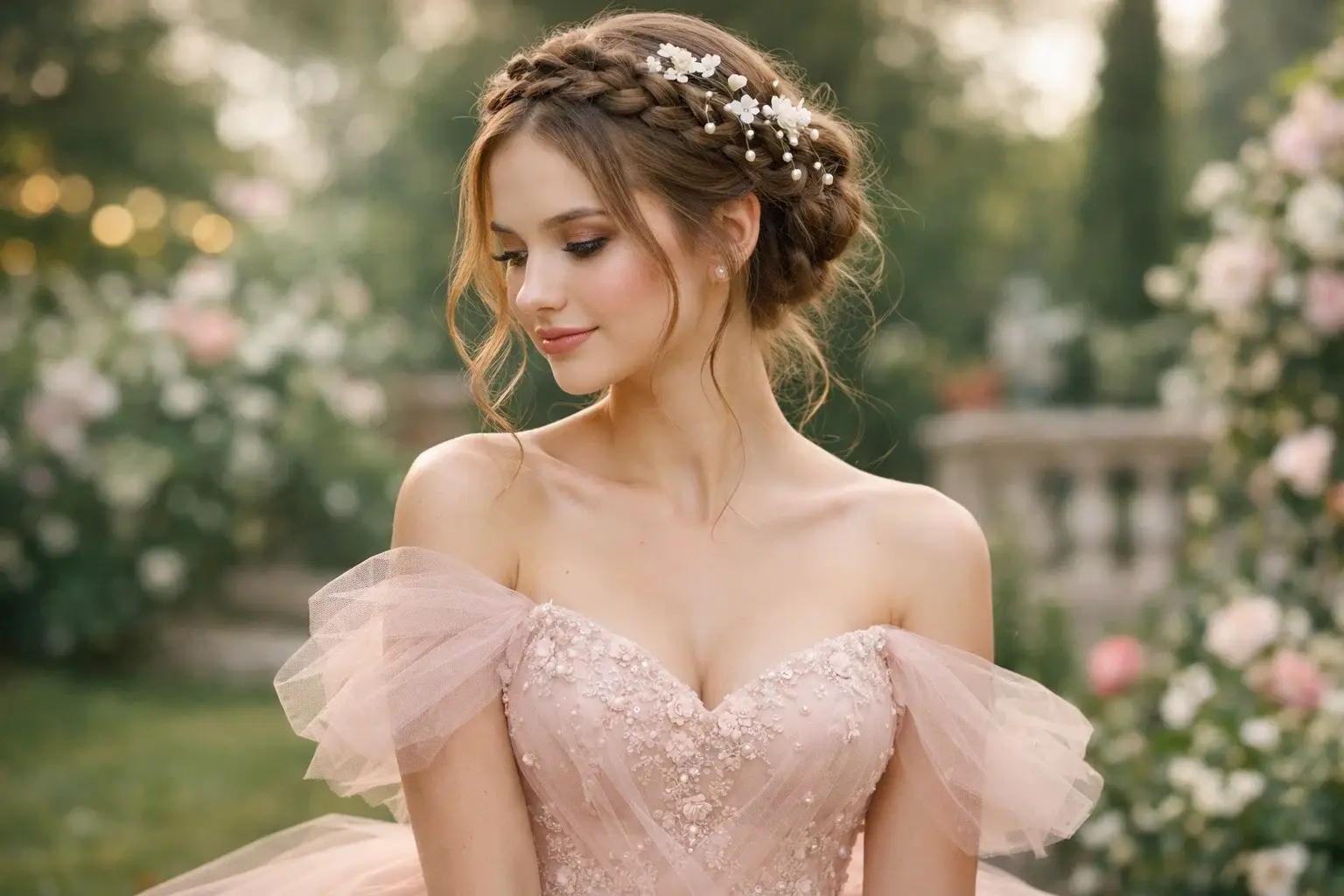 Crown Braid with Loose Tendrils